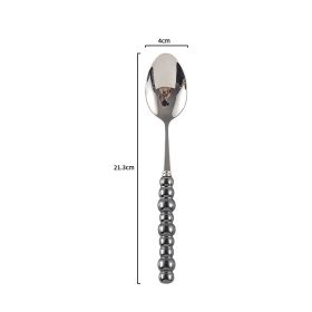 Ceramic Pearl Handle Knife Fork And Spoon Household Eating Soup Spoon Western Foodsteak Knife And Fork (Option: black spoon)