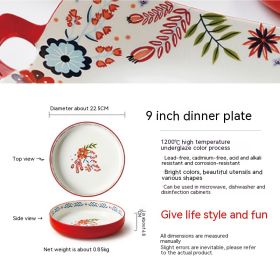 Home American Tableware Hand Drawn Creative Floral Style (Option: 9inch dining plate)