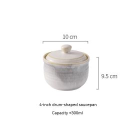 Household Ceramic Covered Water Proof Stewing Cup (Option: Gold gray 4inches)