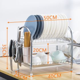 Multi-layer Floor Draining Bowl Rack Kitchen Shelf Countertop Dish Storage Knife And Fork Cabinet Dish Rack Storage Product (Option: 2 Style)