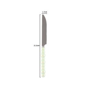 Ceramic Pearl Handle Knife Fork And Spoon Household Eating Soup Spoon Western Foodsteak Knife And Fork (Option: green knife)