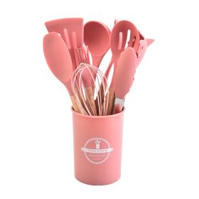 12-piece Silicone Kitchenware Set Household Silicone Spatula Set (Color: Pink)