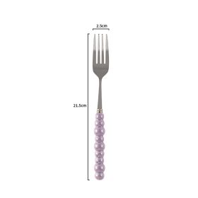 Ceramic Pearl Handle Knife Fork And Spoon Household Eating Soup Spoon Western Foodsteak Knife And Fork (Option: purple fork)