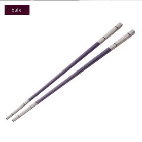 304 Stainless Steel Chopsticks Household Alloy Restaurant Color Laser Square-headed (Option: Long Purple)