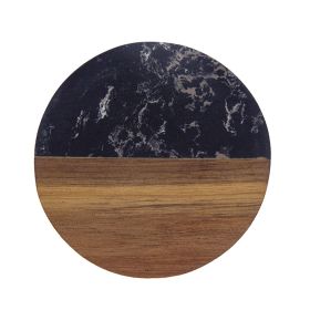 Creative Marble Cup Heat Shielding Pad (Option: Round Half Split Black)