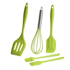 Silicone Baking Scraper Oil Brush Shovel Eggbeater Set (Color: Green)