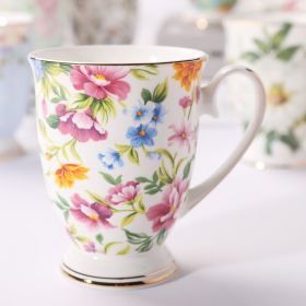 Household Creative Bone China Mark Office Cup (Option: Court Garden White-300 ML)