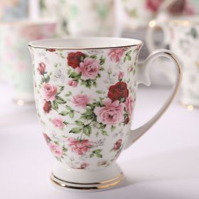 Household Creative Bone China Mark Office Cup (Option: Rose Garden-300 ML)