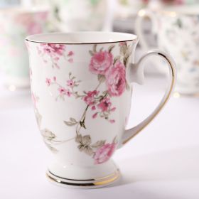 Household Creative Bone China Mark Office Cup (Option: Love Of Flower Pink-300 ML)