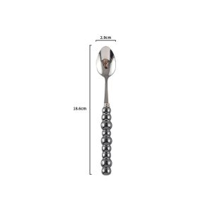 Ceramic Pearl Handle Knife Fork And Spoon Household Eating Soup Spoon Western Foodsteak Knife And Fork (Option: black tea spoon)