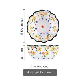 Polish Lace Bowl Home Use Set Good-looking Ceramic Nordic Bowl Plate Tableware Binaural (Option: 3Style)