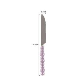 Ceramic Pearl Handle Knife Fork And Spoon Household Eating Soup Spoon Western Foodsteak Knife And Fork (Option: purple knife)