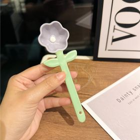 Girls Good-looking Tulip Ceramic SUNFLOWER Spoon Household Flower Coffee Dessert Ice-cream Spoon (Option: Sunflower Purple)