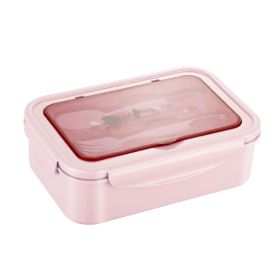 Microwave Oven Heating Lunch Box Rectangular Fruit Container (Option: Pink Translucent Cover)