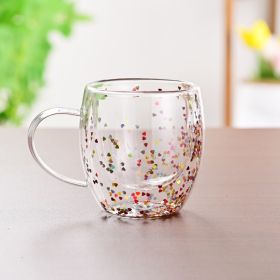 Creative Household Coffee Milk Dried Flower Quicksand Double Layer Glass Cup (Option: 250ml C)