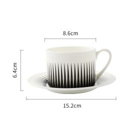 Coffee Cup Dish Suit Nordic Black And White Geometry European Creative Simple English Afternoon Tea Lovers Ceramic Cup (Option: Small Briefs-201 To 300ml)