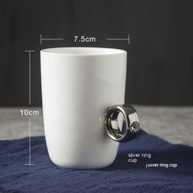 Creative Solid Color Ring Handle Ceramic Cup (Option: Silver Handle-201 To 300ml)