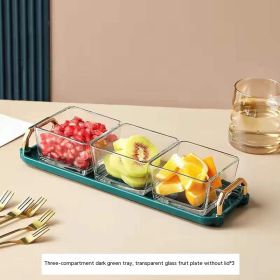 Dried Fruit Tray Living Room Home Glass Fruit Snack Dish Grid Candy Plate (Option: Green Tray 1 3 Plates)