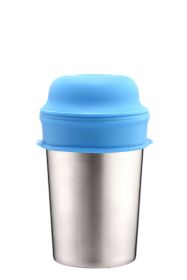 Anti-spill Leak-proof Silicone Straw Cup Lid (Option: Flat Mouth Blue)