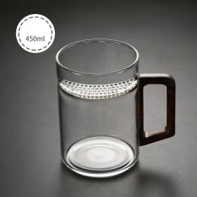 Household Large Capacity Wooden Handle Glass Tea Cup With Crescent Filter Screen Side (Option: 450ml Without Cover-450to550ml)