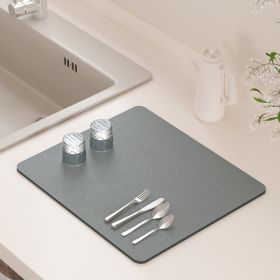 PU Leather Kitchen Countertop Draining Bar Table Insulation Bowl Plate Pot Absorbent Bathroom Mat (Option: Medium Gray-40x50)